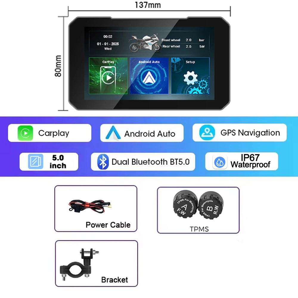 Pantalla para Motocicleta con CarPlay y Android Auto