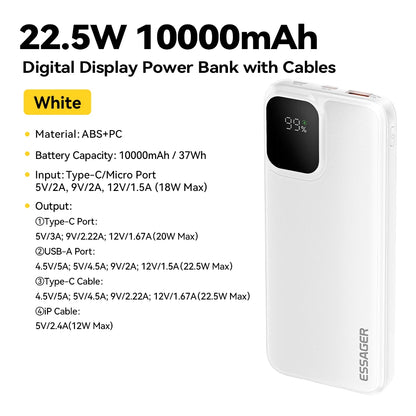 Power Bank Essager 20000mAh con Cables Integrados