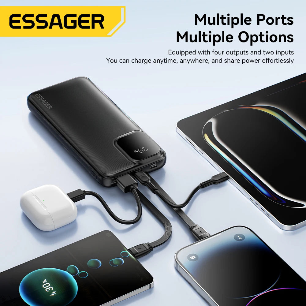 Power Bank Essager 20000mAh con Cables Integrados